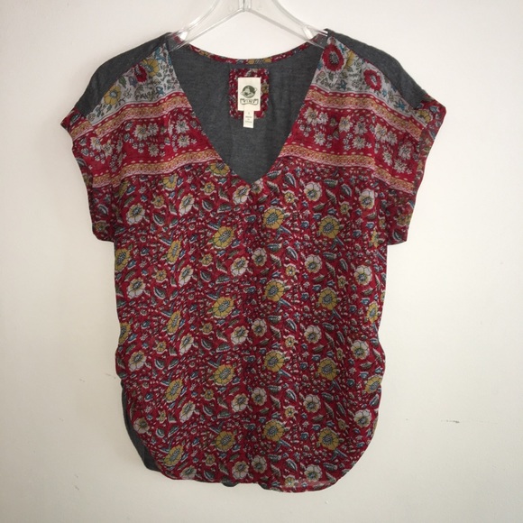 Anthropologie Tiny Floral Print Cap Sleeve Top - Picture 2 of 16
